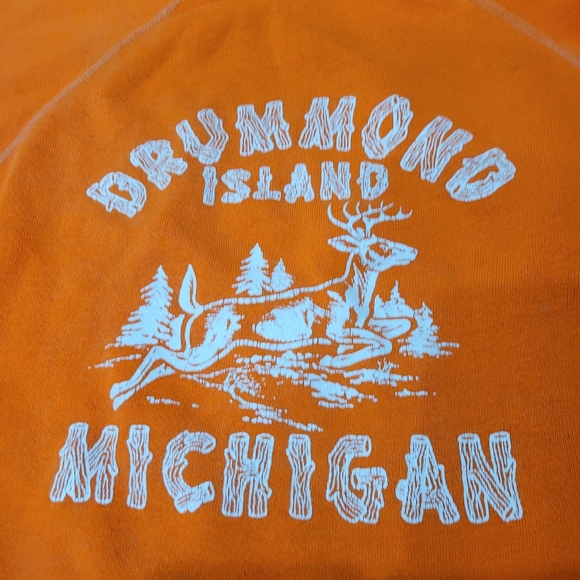 Vintage 90s Drummond Island Michigan Orange Sweatshirt Top Size: XS - Picture 4 of 5